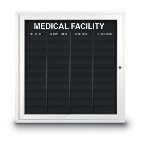 United Visual Products Outdoor Enclosed Combo Board, 72"x36", Satin Frame/Blue & Apricot UVCB7236OD-BLUE-APRICOT